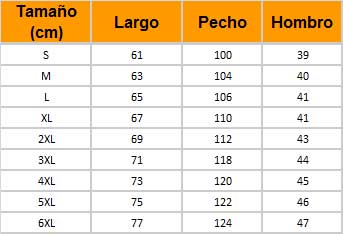 Tallas chaleco calefactable